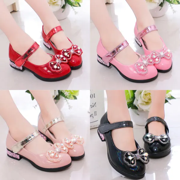 Girls Sweet Bowknot Diamond Princess Shoes - Popopie.com 