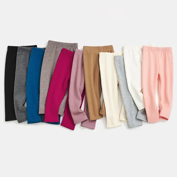 【18M-10Y】Girls Casual Padded Fleece Solid Color Leggings - Popopieshop.com 