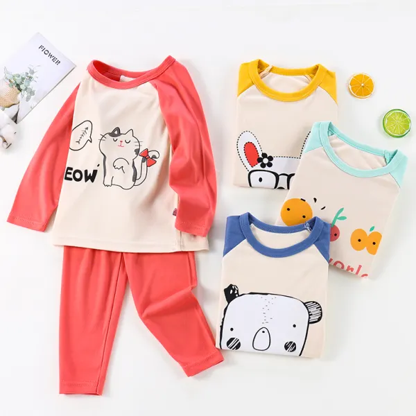 【6M-12Y】2-piece Kids Cute Cartoon Printed Pajama Set - Popopieshop.com 