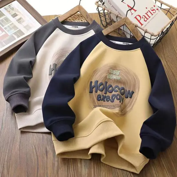 【2Y-12Y】Boys Letter Print Round Neck Long Sleeve Sweatshirt - Popopieshop.com 