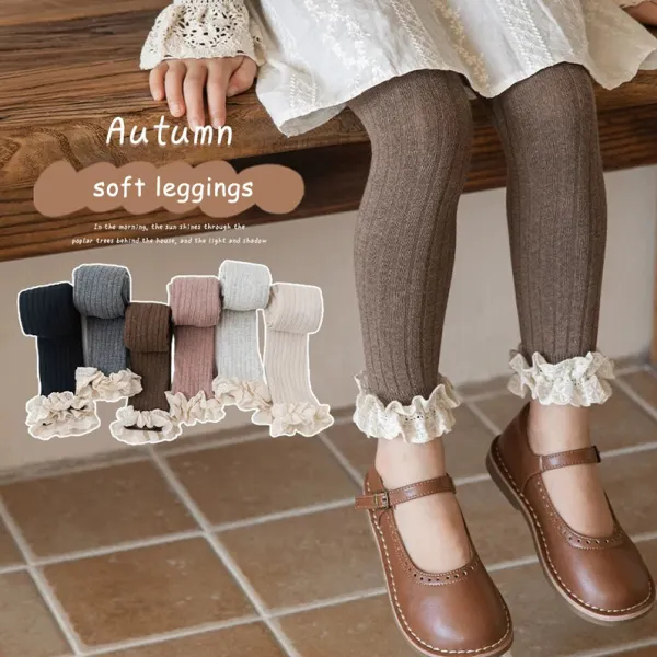 【12M-8Y】Girls Ruffle Design Comfortable Leggings - Popopieshop.com 