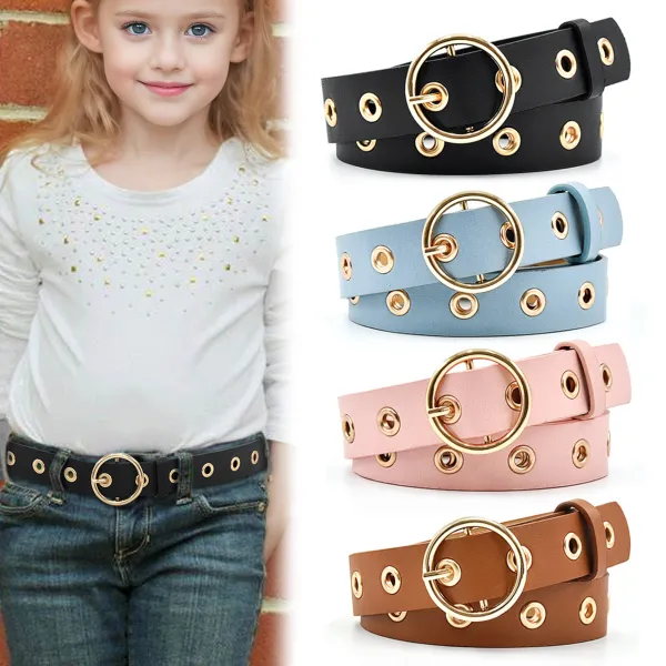 Girls Fashionable Metal Circle Design PU Belt - Popopieshop.com 