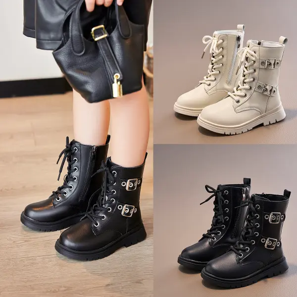 Girls Fashion Solid Color PU Boots - Popopieshop.com 
