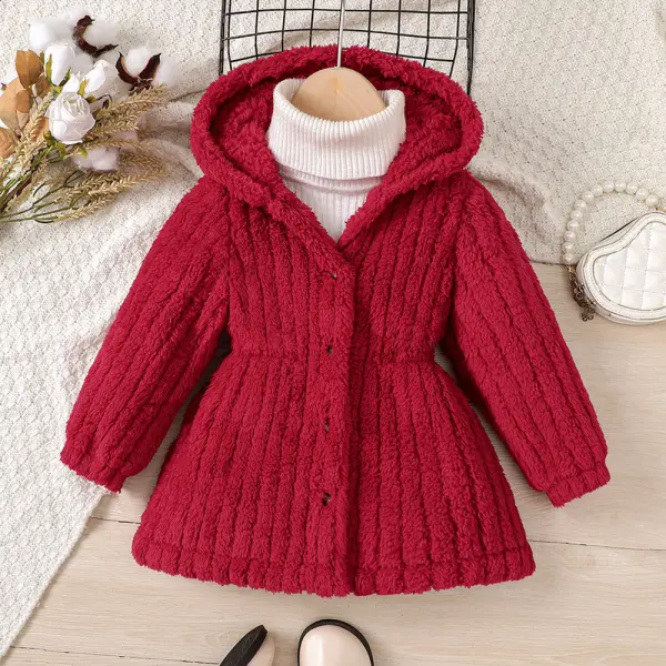 【18M-6Y】Girls Casual Flannel Keep Warm Hooded Coat - Popopieshop.com 