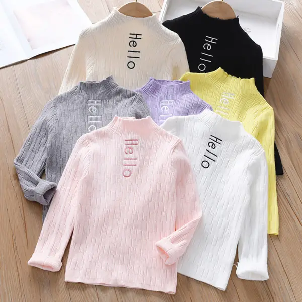 【3Y-10Y】Girls Multicolour Letter Embroidered Long Sleeve Sweater - Popopieshop.com 