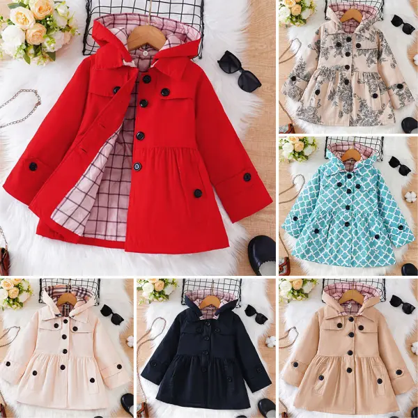 【2Y-12Y】Girls Multicolour Thick Hooded Windbreaker - Popopieshop.com 