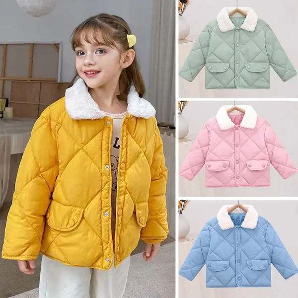 【18M-6Y】Unisex Casual Quilted Cotton Keep Warm Lapel Down Cotton Coat - 31188 - Popopieshop.com 