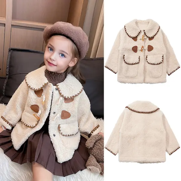 【18M-8Y】Girls Sweet Lamb Fleece Keep Warm Doll Collar Coat - 31189 - Popopieshop.com 