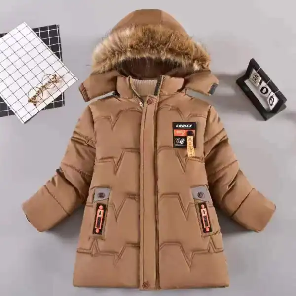 【4Y-10Y】Boys Thick Fleece Hooded Quilted Jacket - Popopieshop.com 