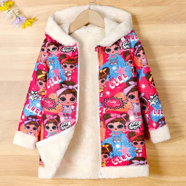 【2Y-8Y】Girls Thick Fleece Cartoon Print Long Sleeve Jacket - Popopieshop.com 