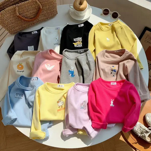 【18M-10Y】Girls Casual Cotton Cartoon Print Multicolor Long Sleeve T-shirt - Popopieshop.com 