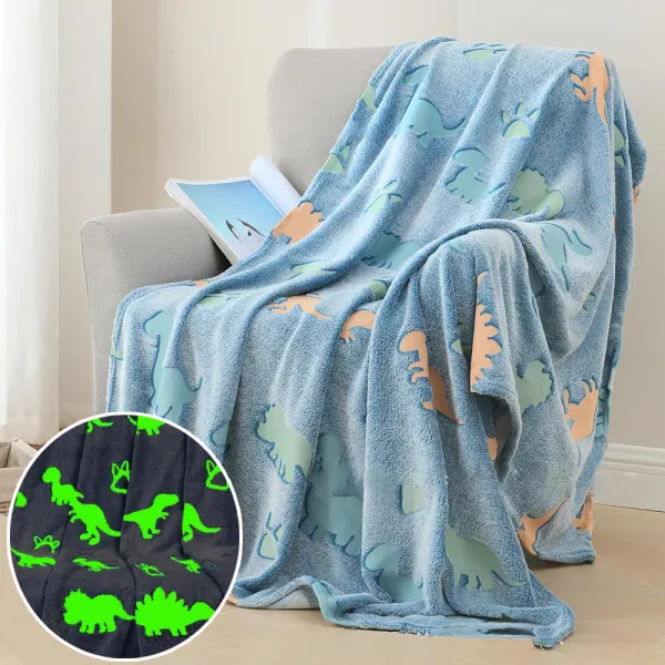 Boys Flannel Luminous Dinosaur Pattern Blanket - Popopieshop.com 