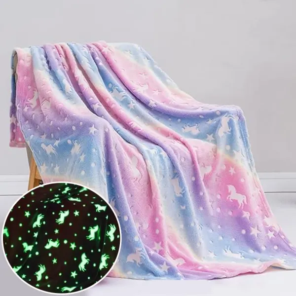 Girls Flannel Luminous Unicorn Pattern Blanket - Popopieshop.com 