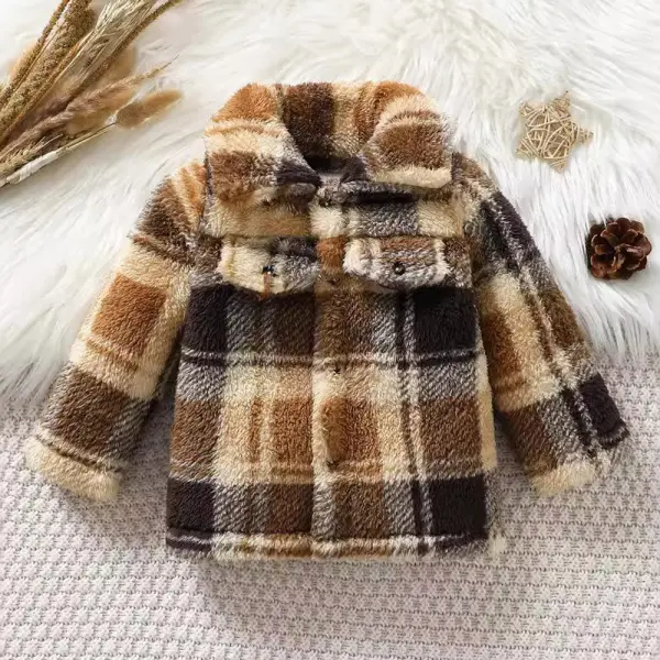 【6M-3Y】Baby Boy Casual Plaid Flannel Warm Lapel Coat - Popopieshop.com 