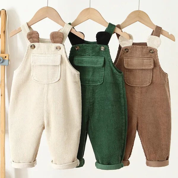 【12M-5Y】Boys Solid Color Corduroy Overalls - Popopieshop.com 