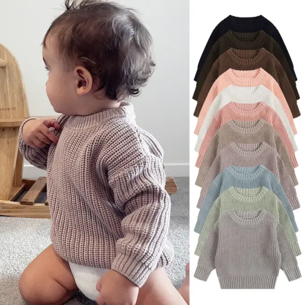 【3M-6Y】Neutral Kids Casual Solid Color Sweater - Popopieshop.com 