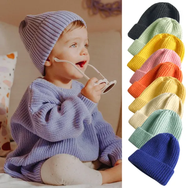 Neutral Kids Casual Solid Color Hat - Popopieshop.com 
