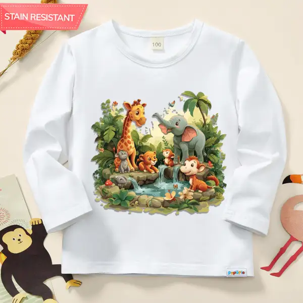 【12M-9Y】Unisex Animal Print Cotton Stain Resistant Long Sleeve T-shirt - Popopieshop.com 