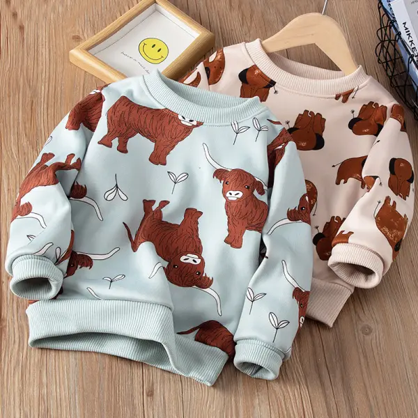 【2Y-10Y】Boys Thick Fleece Animal Print Round Neck Long Sleeve Sweatshirt - Popopieshop.com 