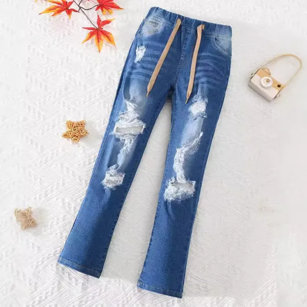 【4Y-12Y】Girls Fashion Ripped Jeans - Popopieshop.com 