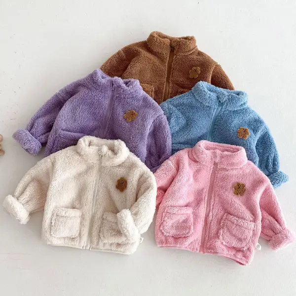 【6M-5Y】Unisex Casual Plus Velvet Keep Warm High Neck Coat - Popopieshop.com 