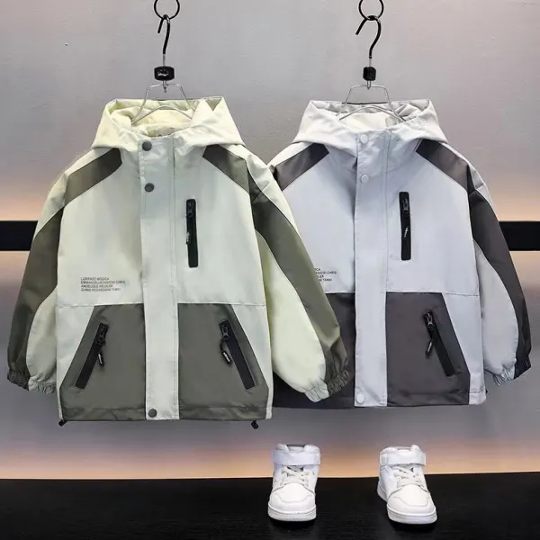 【4Y-15Y】Boys Casual-Chic Colorblocked Patchwork Hooded Jacket - Popopieshop.com 