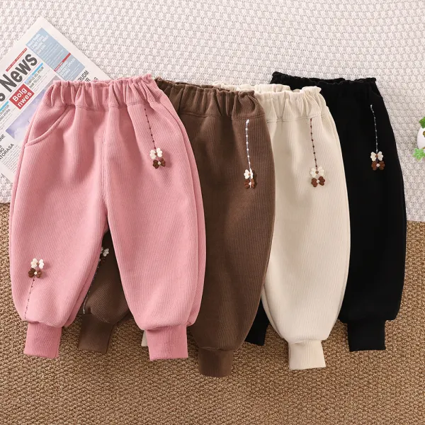 【12M-6Y】Girls Sweet Plus Velvet Keep Warm Casual Pants - Popopieshop.com 