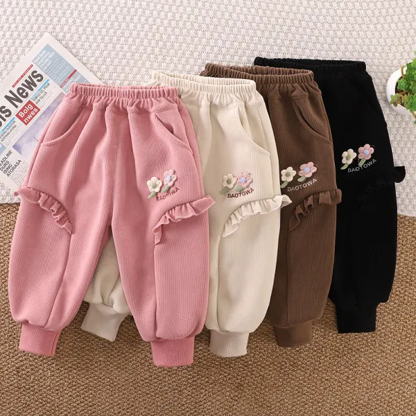 【12M-6Y】Girls Sweet Plus Velvet Keep Warm Casual Pants - Popopieshop.com 