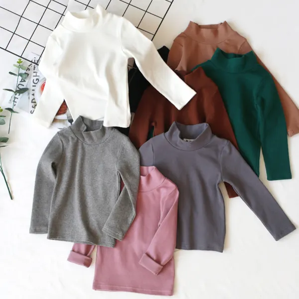 【18M-10Y】Unisex Casual Cotton Solid Color Long Sleeve Multicolor T-shirt - Popopieshop.com 