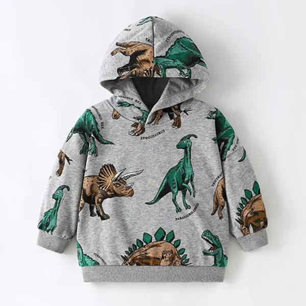 【18M-8Y】Boys Casual Cotton Dinosaur Print Hooded Sweatshirt - Popopieshop.com 