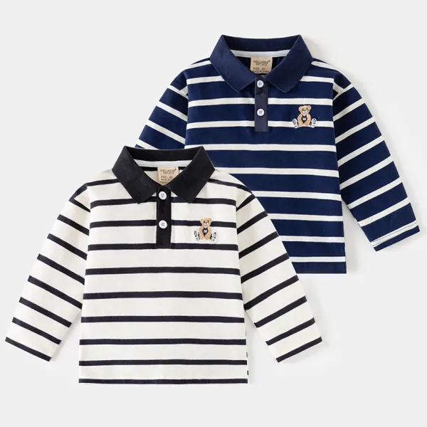 【18M-6Y】Boys Casual And Stylish Striped Polo Shirt - Popopieshop.com 