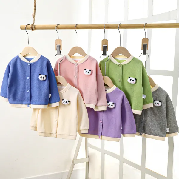 【6M-5Y】Unisex Casual Cotton Solid Color Panda Multicolor Round Neck Jacket - Popopieshop.com 