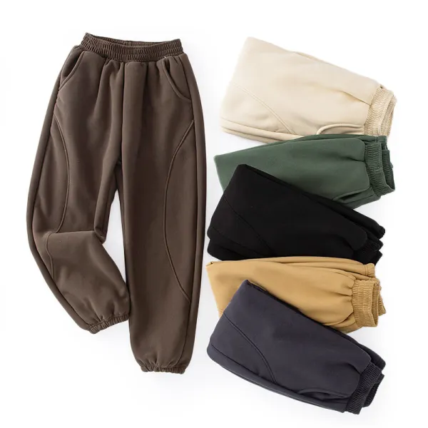 【2Y-15Y】Kids Casual Fashion Solid Color Padded Fleece Sweatpants - Popopieshop.com 