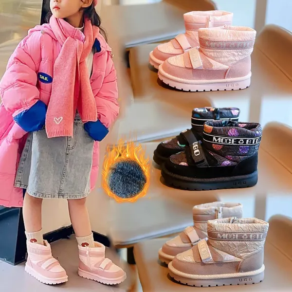 Girls Fashion Polka Dot Letter Printed Plush Keep Warm Snow Boots - Popopieshop.com 