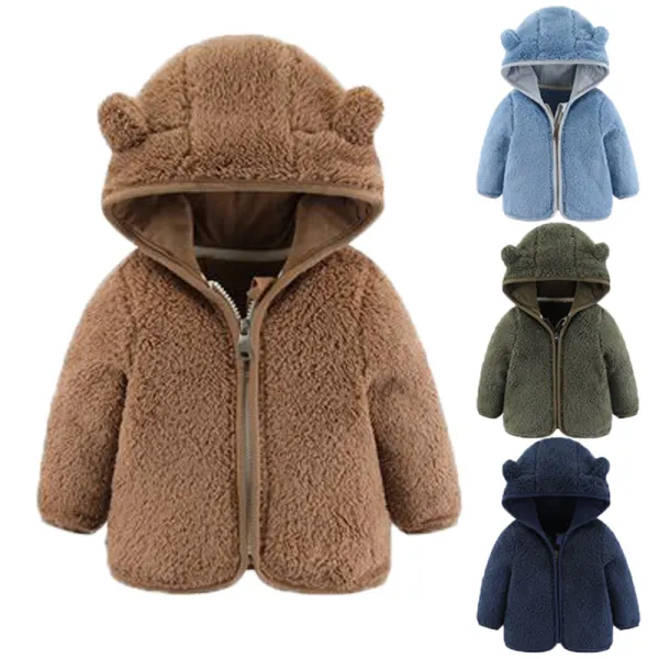 【3Y-8Y】Unisex Flannel Keep Warm Multicolor Hooded Jacket - Popopieshop.com 