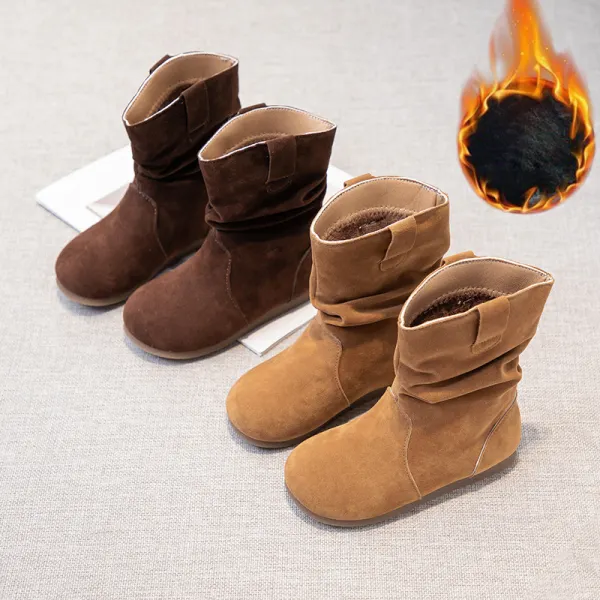 Girls Fashion Plush Keep Warm Stacked Martin Boots - Popopieshop.com 