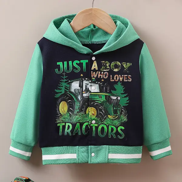 【9M-4Y】Boys Green Buggy Print Long Sleeve Hooded Jacket - Popopieshop.com 