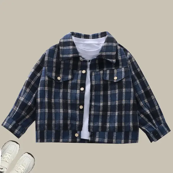 【18M-12Y】Boys Plaid Long Sleeve Shirt (T-shirt Not Included) - Popopieshop.com 