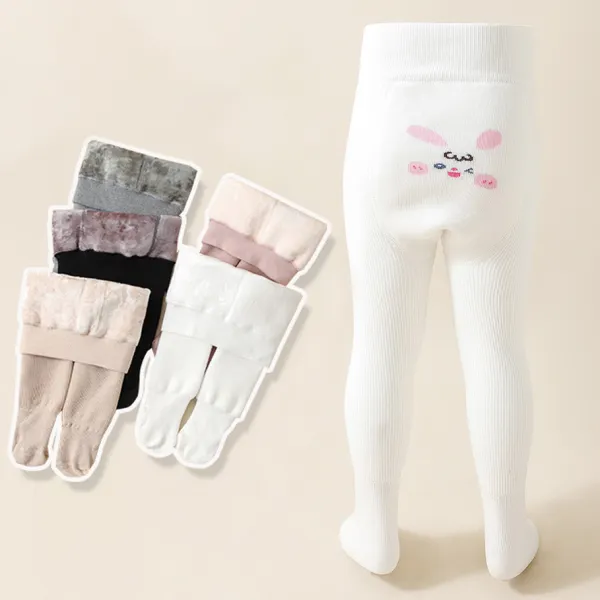 【6M-3Y】Baby Girls Cute Cartoon Jacquard Winter Warm Thickened Fleece Pantyhose - Popopieshop.com 
