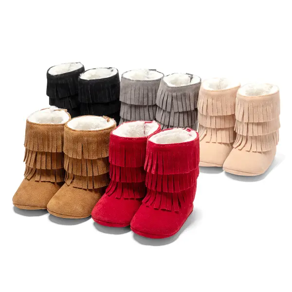 Baby Girls Cute Keep Warm Tassel Mid-calf Boots - Popopieshop.com 