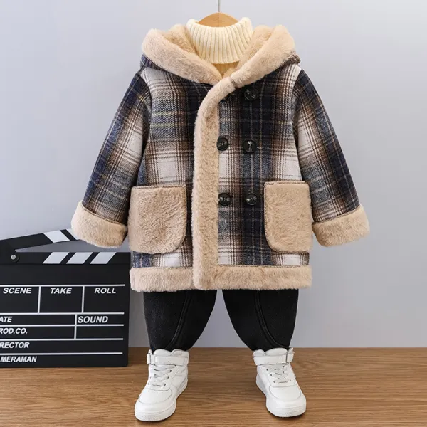 【18M-12Y】Boys Fashionable Padded Fleece Khaki Hooded Jacket - Popopieshop.com 