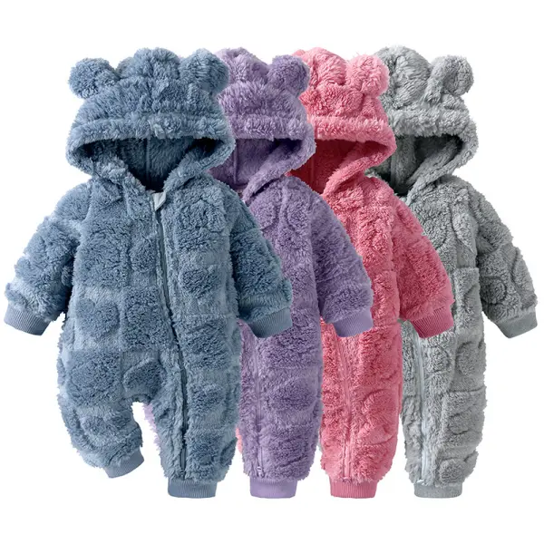【0M-18M】Baby Girl Cute Flannel Keep Warm Heart Shaped Hooded Jumpsuit - Popopieshop.com 