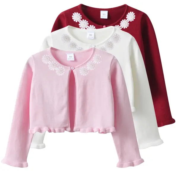 【18M-12Y】Girls Sweet Applique Ruffled Long Sleeve Jacket - Popopieshop.com 