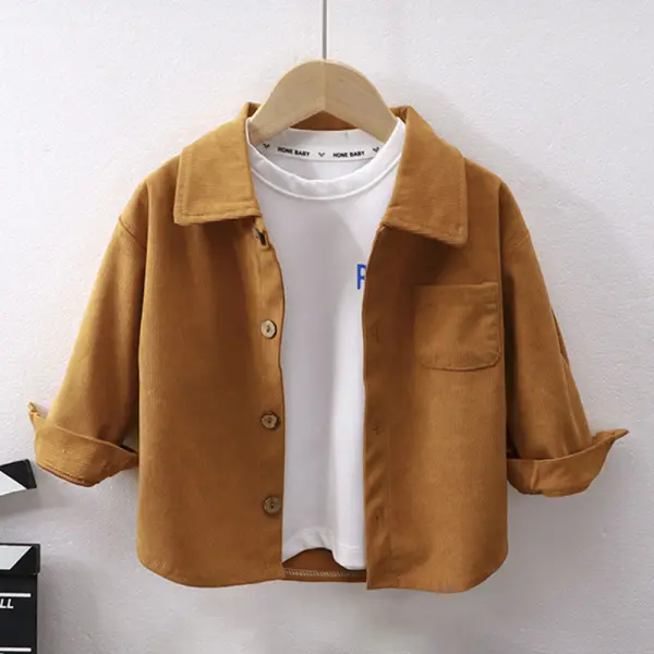 【18M-12Y】Boys Solid Color Corduroy Long Sleeve Shirt (T-shirt Not Included) - Popopieshop.com 