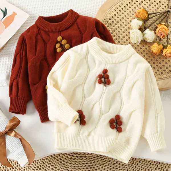 【18M-6Y】Girls Cute Vintage Floral Embroidered Sweater - Popopieshop.com 