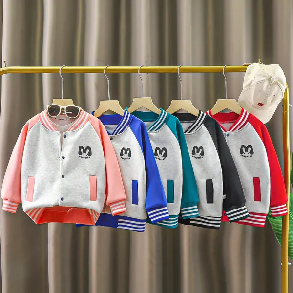 【12M-12Y】Unisex Casual Colorblock Baseball Jacket - Popopieshop.com 