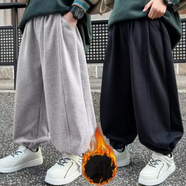 【4Y-15Y】Boys Casual Fleece Keep Warm Loose Sports Pants - Popopieshop.com 