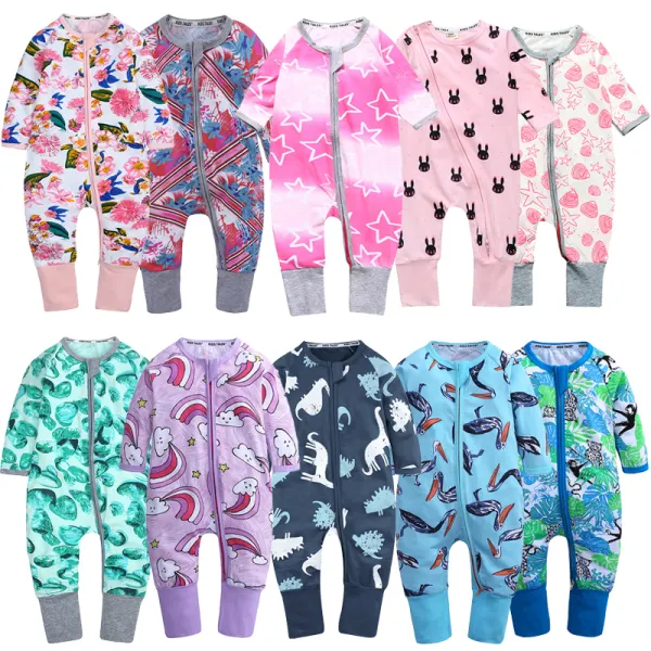 【3M-3Y】Unisex Baby Cute Cotton Cartoon Print Long Sleeve Jumpsuit - Popopieshop.com 