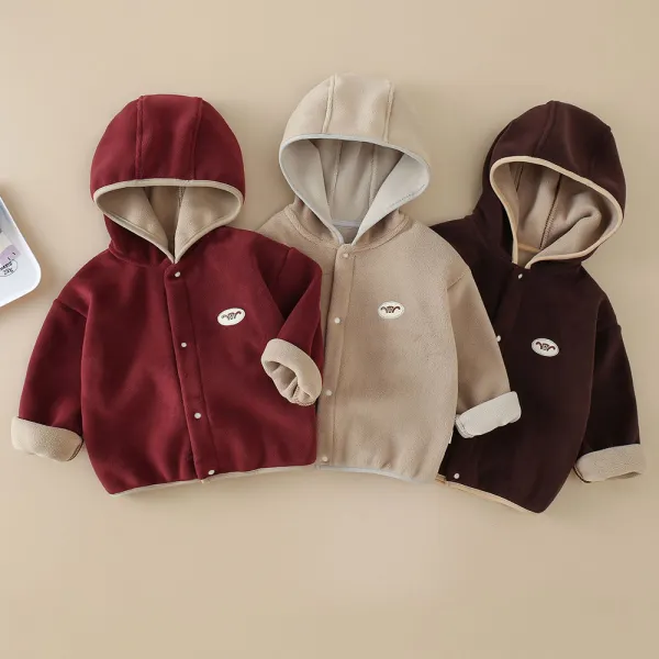 【12M-5Y】Unisex Casual Colorblock Fleece Keep Warm Hooded Jacket - Popopieshop.com 