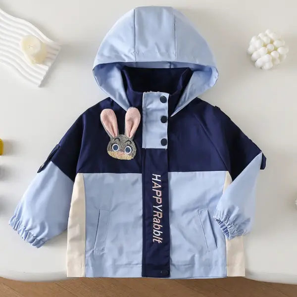 【18M-8Y】Girls Bunny Embroidered Long Sleeve Hooded Jacket - Popopieshop.com 